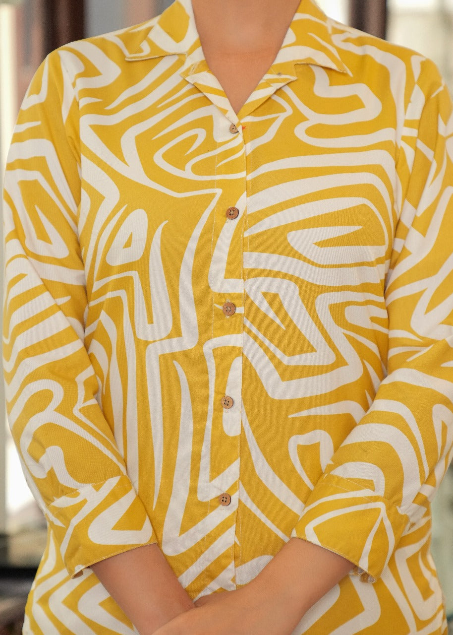 Yellow Printed Cotton Co-Ord Set