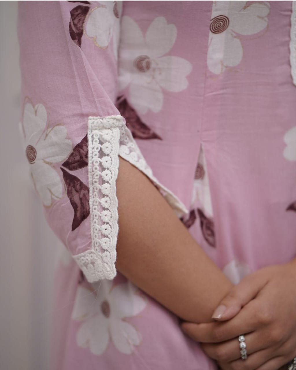 Blush Pink Floral Printed Kurta Set with Dupatta