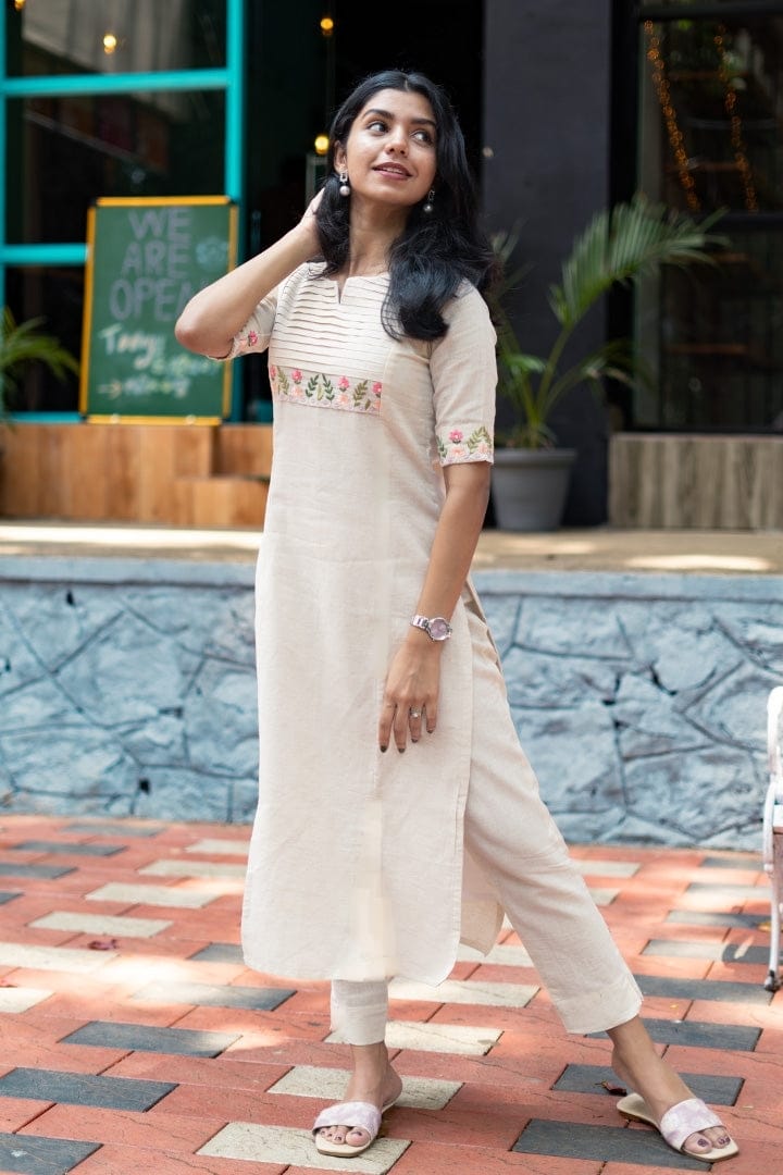 South Cotton Co-Ord Set with Embroidery & Printex Detailing