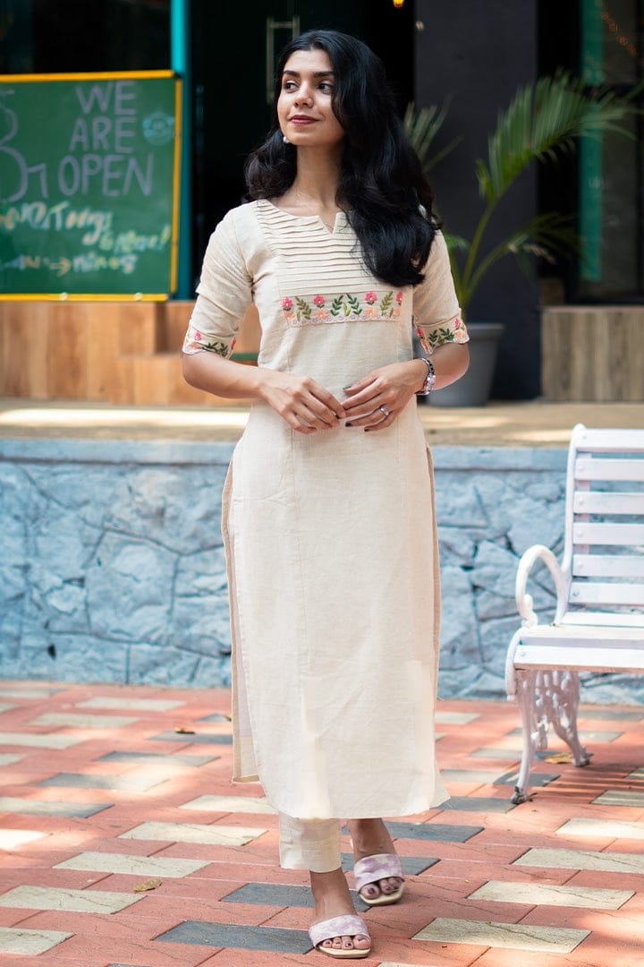 South Cotton Co-Ord Set with Embroidery & Printex Detailing